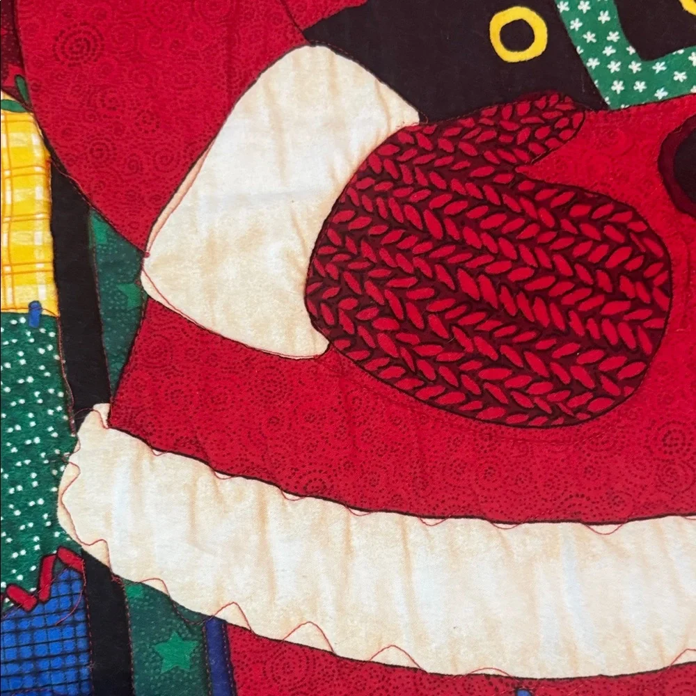 Quilt Throw Colorful Santa and Christmas Tree Holiday Throw